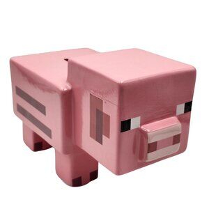 Minecraft Pink Pig Ceramic Coin Piggy Bank Decorative 8X6X4.5 Inch